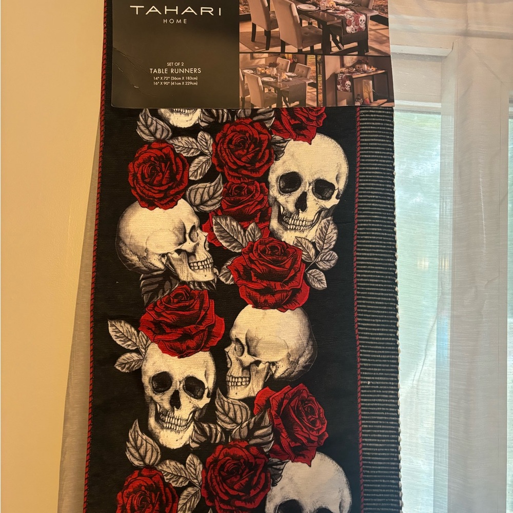 Tahari Skull and Rose Tapestry - Black and Red